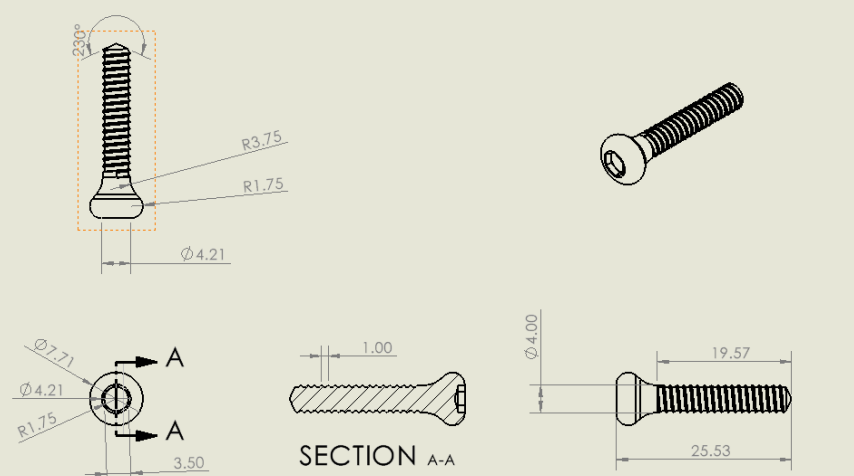 Dimensioned engineering drawing of intramedullary rod