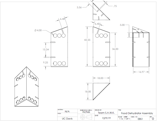 Food dehydrator engineering drawing