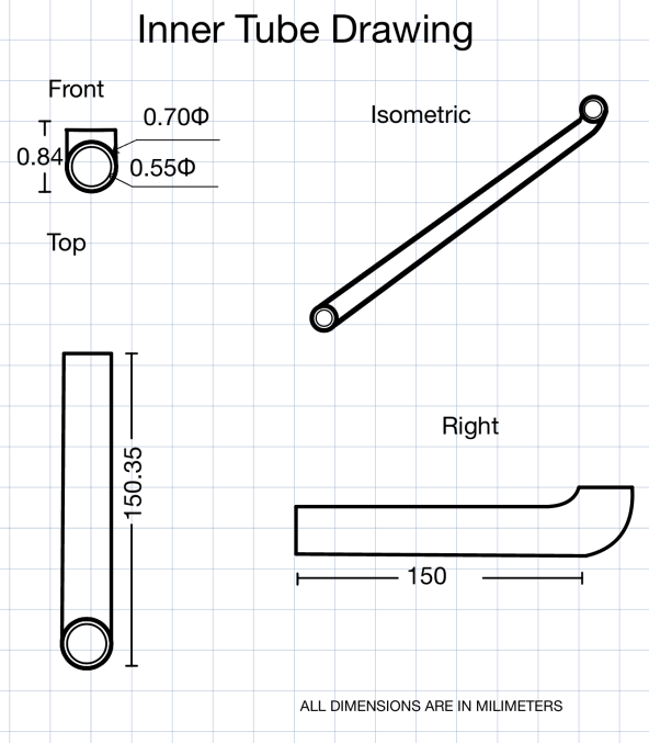 PTCA catheter inner tube engineering drawing